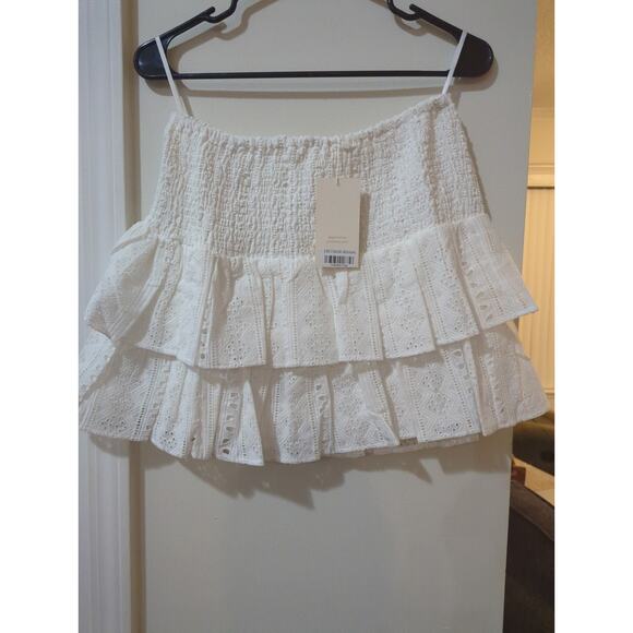 Choosy White Ruffle Shirt Large Elastic Waist Size 6 NWT - Picture 3 of 6